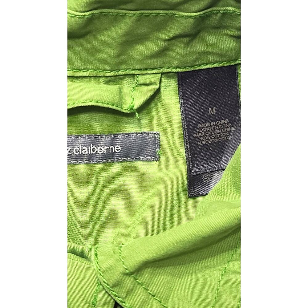 Liz Claiborne Kelly Green cotton trench jacket women's medium - Picture 4 of 6